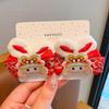 Tassel Children Red Hairpin Bunny Chinese New Year Headwear Lovely Plush Rabbit Hairpin  Girls