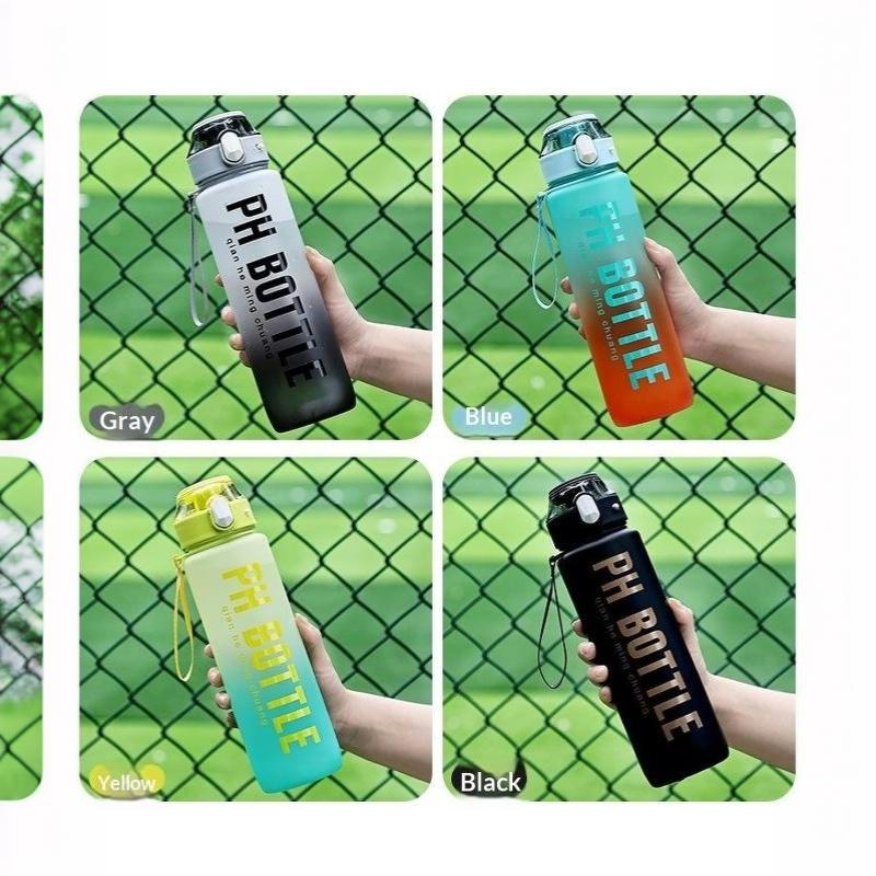 1 Stück 1000 ml Farbverlauf Sport-Wasserflasche Auslaufsicher Tragbarer Fitnesskrug Mit Strohhalm Für Fitnessstudio Outdoor Strand Reisen