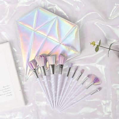 10pcs Makeup Brush Set Loose Powder Eyeshadow Brush Diamond Pack Unicorn Handle