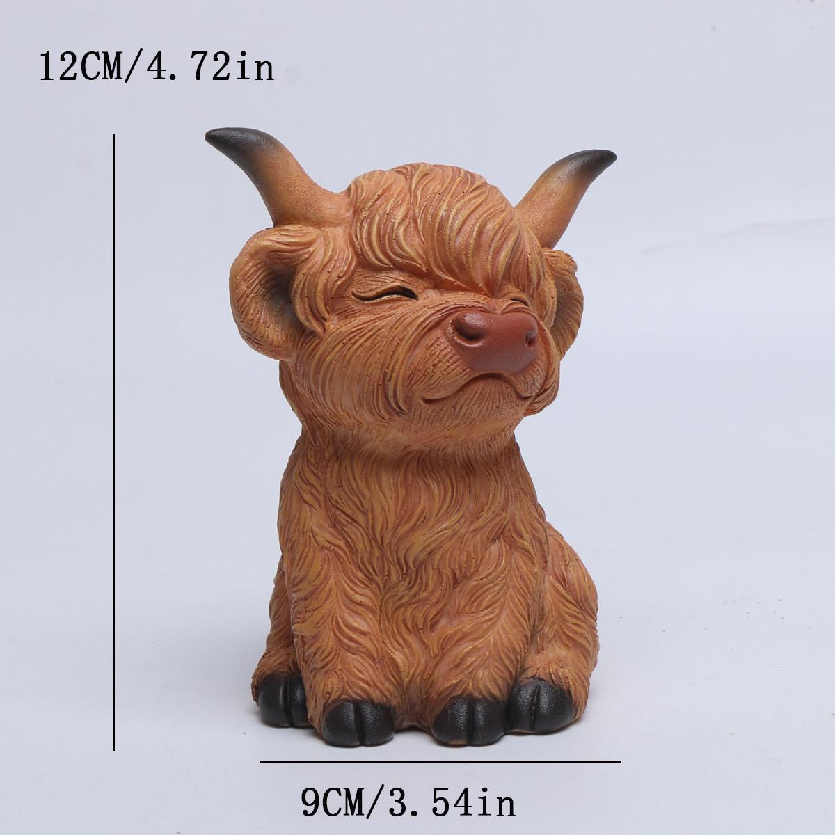 

1 PC Creative Resin See No Evil, Hear No Evil, Speak No Evil Highland Beef Figurine - Whimsical Home Decor for Living Room