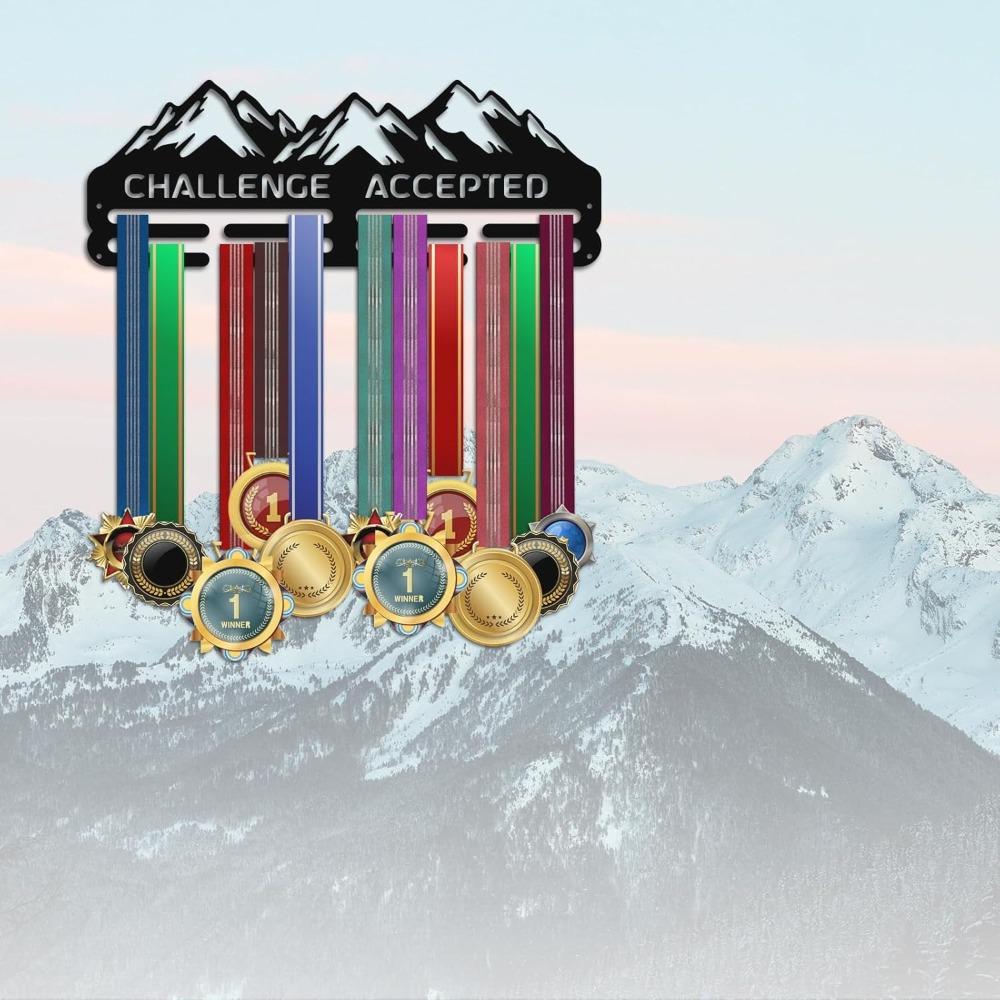 Medal Hanger Wall Mount Display Rack Trophy Shelf Award Ribbon Holder with Gift Box for 50+ Medals Easy Install
