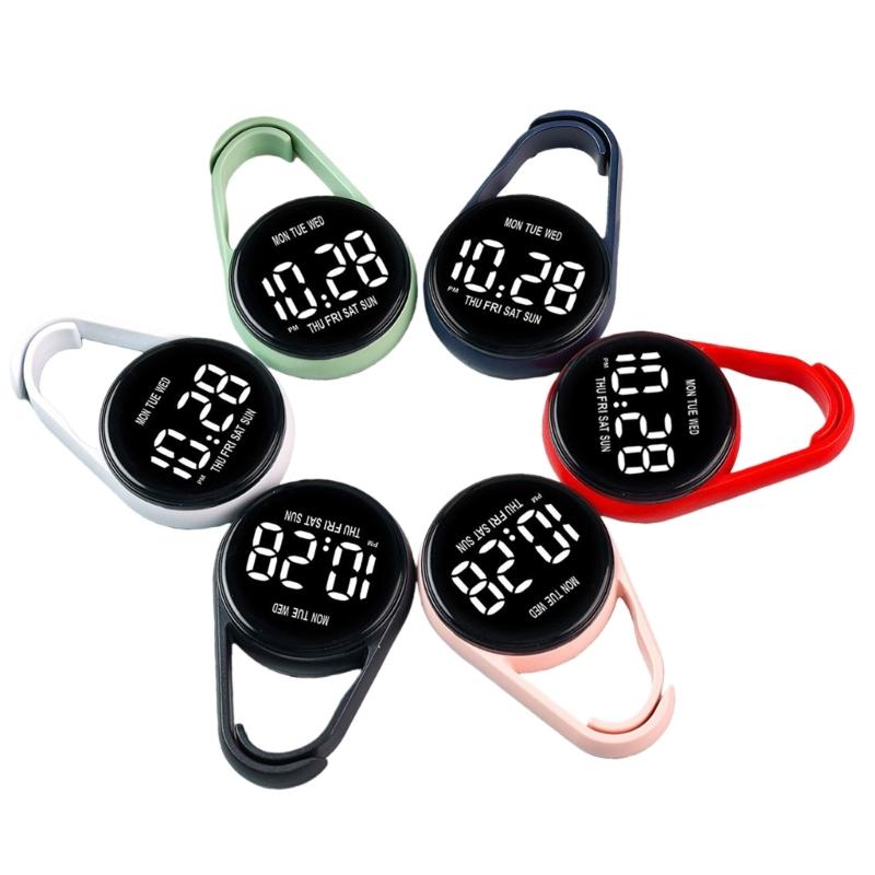 Touch Control Digital Pocket Watch Keychain Clip For Students Accurate Time LED Display Electronic Clock Accessories