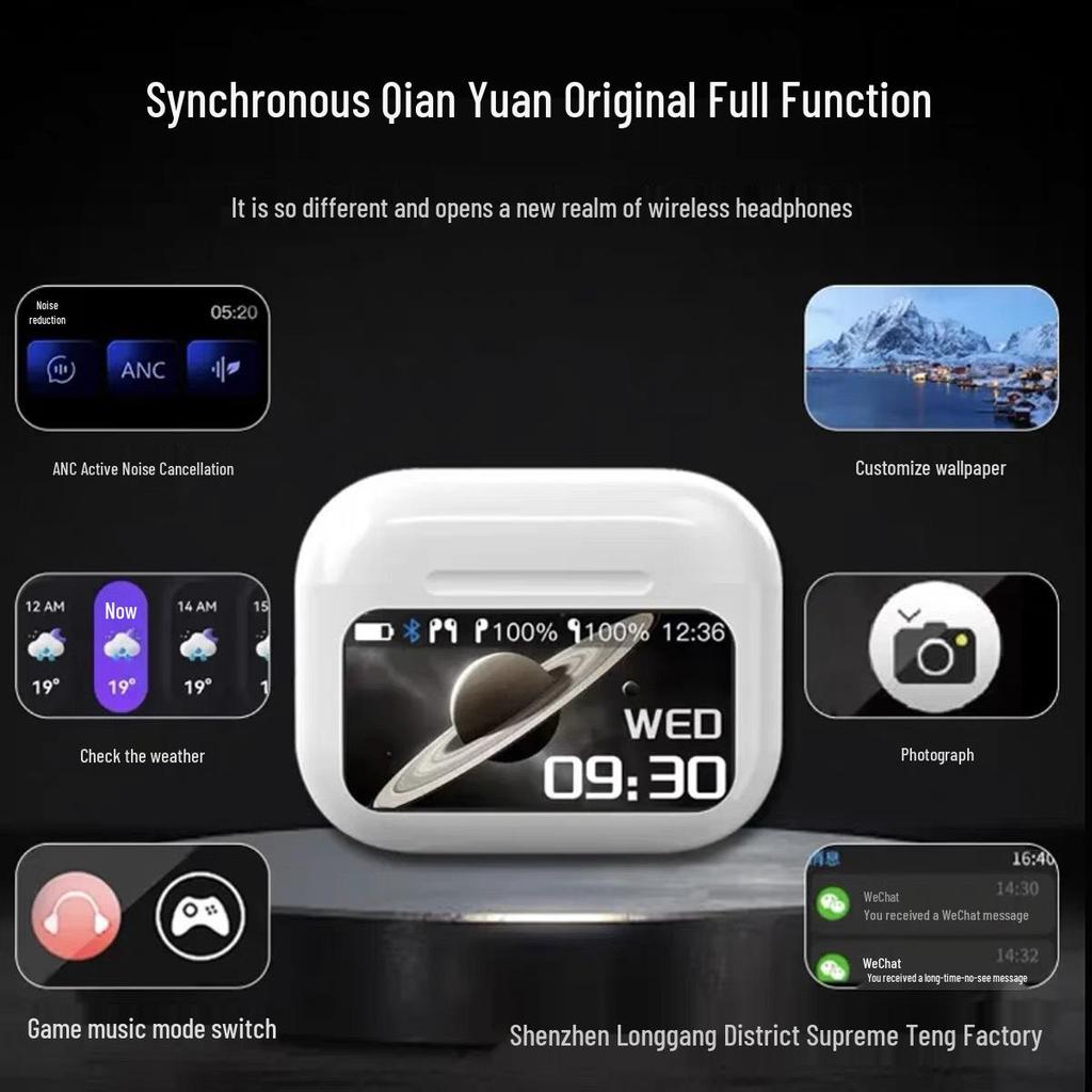 A9Pro ANC Bluetooth 5.4 Wireless Sport Earphones with Touchscreen & Noise Cancelling