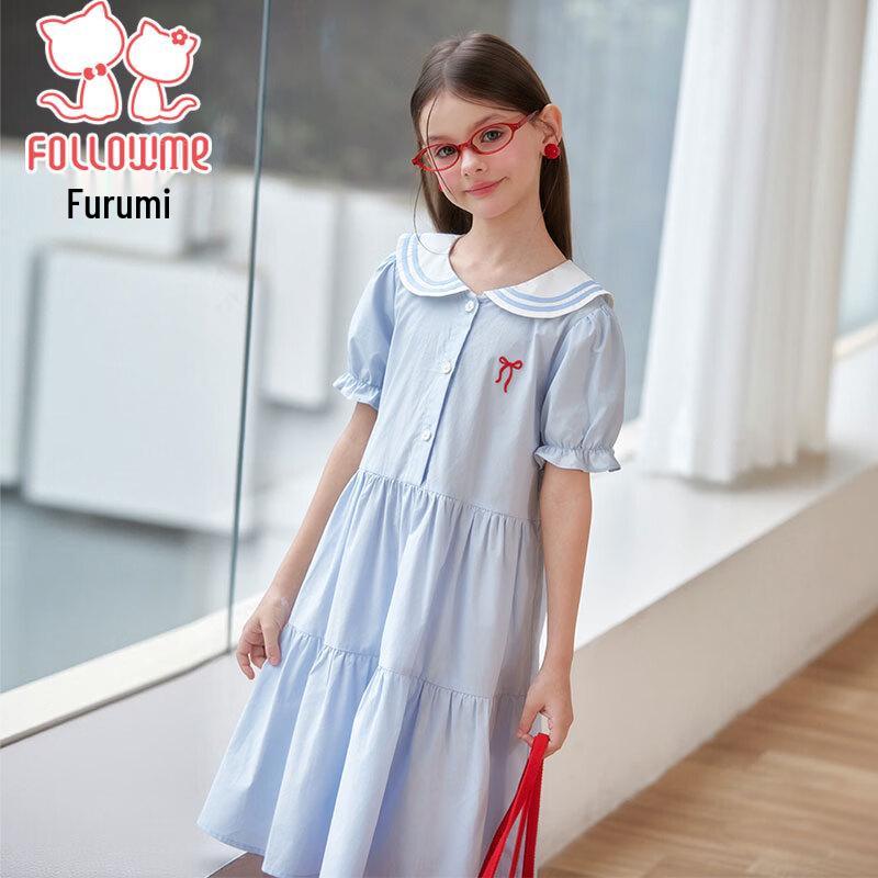 Girls' Summer Academy Style Doll Collar Princess Dress