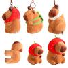 Strawberry Hat Capybara Plyschleksak Simulering Turtle Ryggsäck Capibara Gosedjur Papa Hand Circle Ring Litet hänge