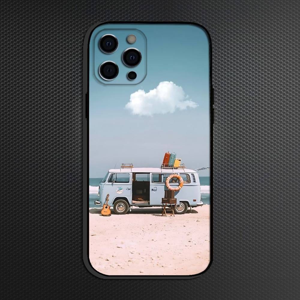 Traveling Car Phone Case For iPhone 16,15,14,13,12,11 Plus,Pro Max, Others Soft Black Cover