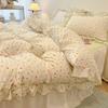 Sweet Flower Printed Bed Skirt Bedding Set Skin Friendly Cotton Nude Sleeping Comforter Set Class-A Twin Single Home Textile