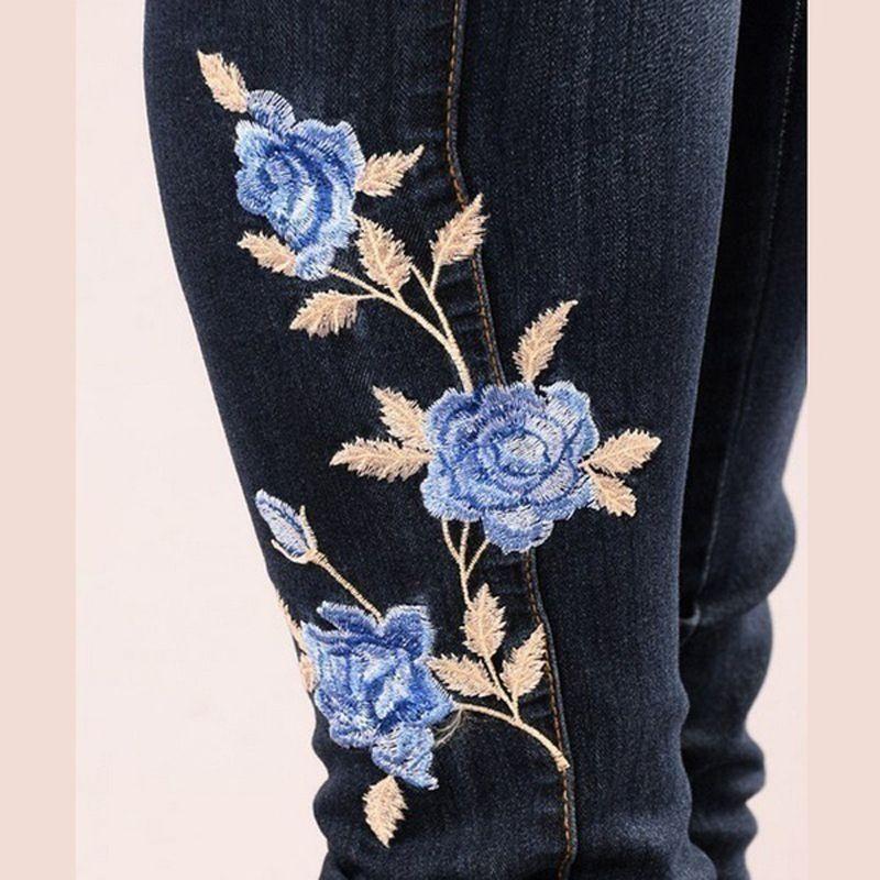 Premium Fashion Embroidered Women Skinny Sexy High-elastic Jeans For Casual Elegance