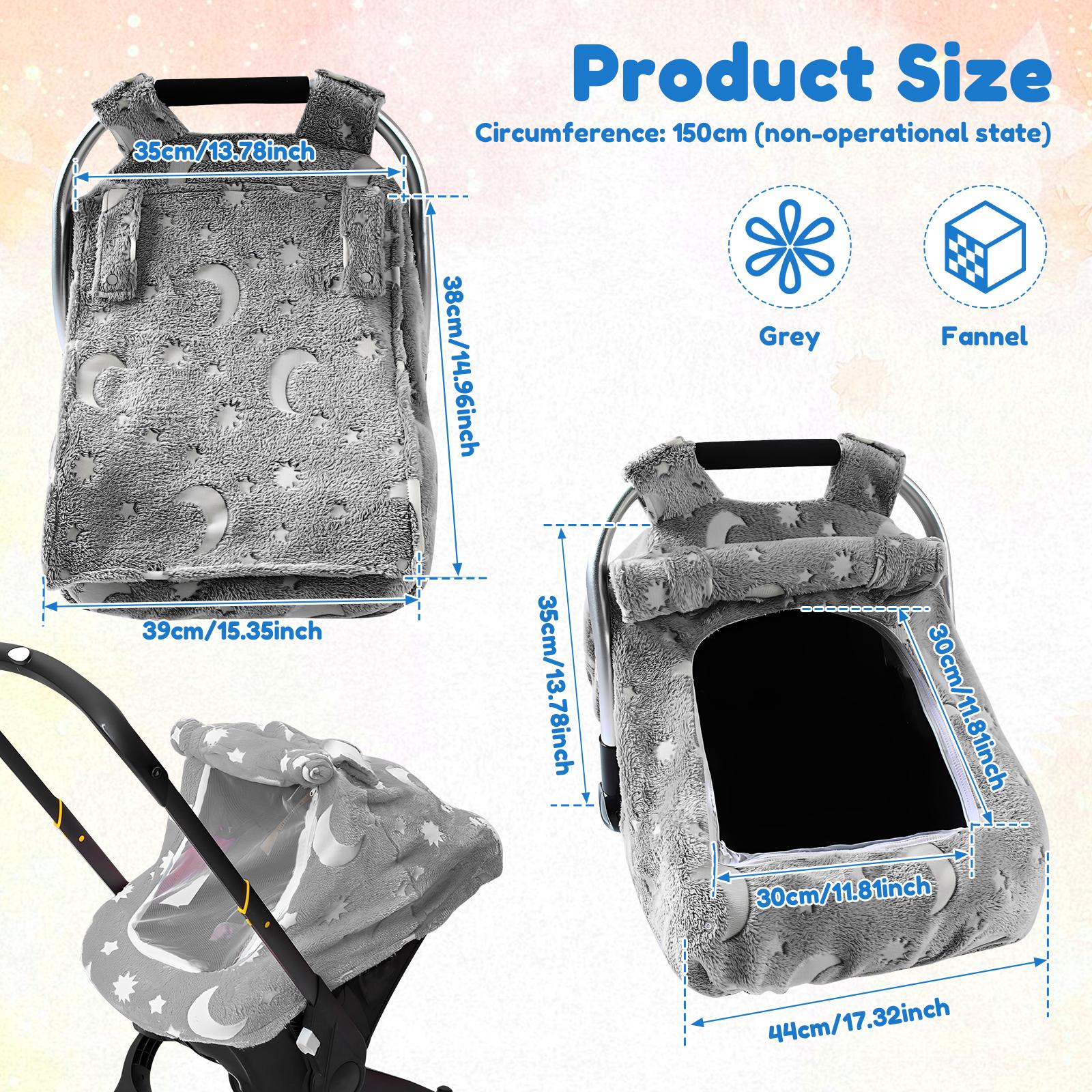 

Universal Baby Car Seat Cover Soft Flannel Baby Basket Cover with Breathable Mesh Window Baby Stroller Cover for Newborn Infant