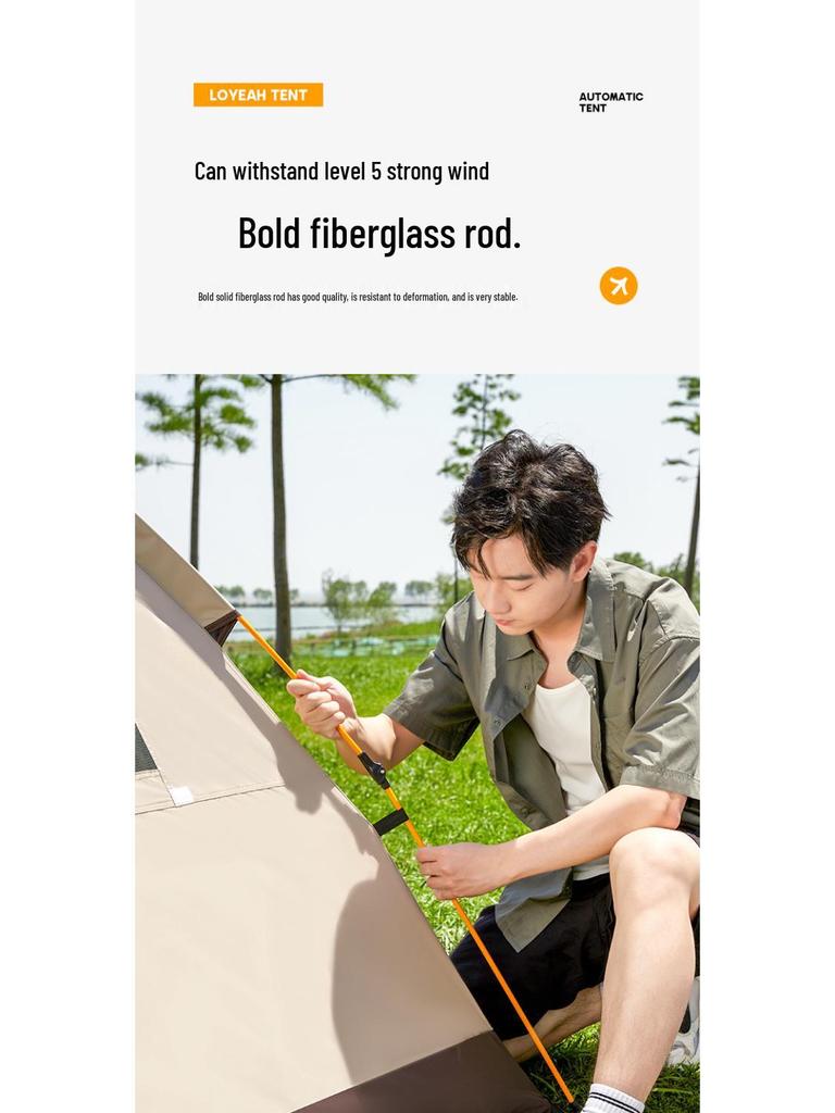 3-4 Person Fully Automatic Camping Tent, Thickened and Rainproof, Single/Double Layer