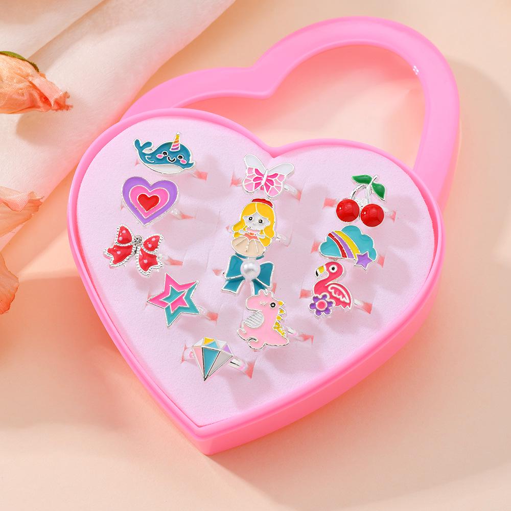 

Zinc Alloy Open Ring 12-Piece Gift Box – Sweet & Cool Style, Ideal for Birthdays or Keepsakes Adjustable 1.4 CM