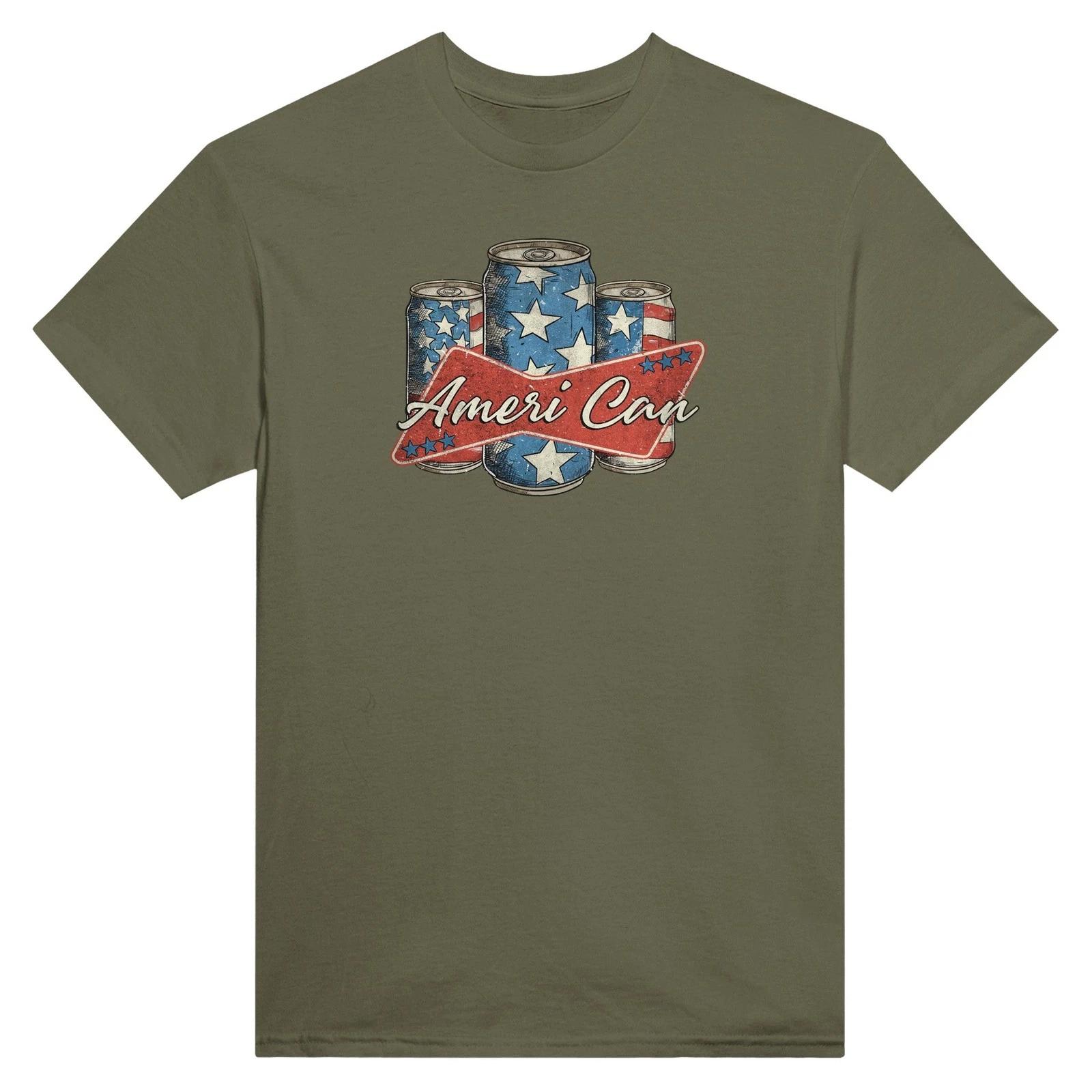 Patriotic Humor Ameri Can Crewneck T-shirt XXXL