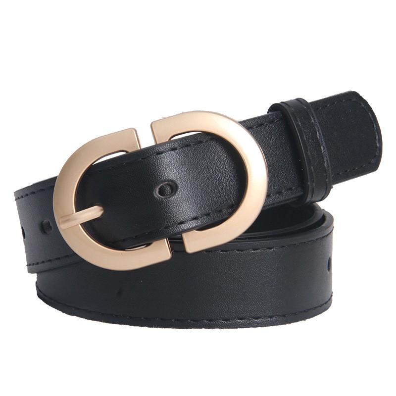 Womens Minimalist PU Leather Belt With Double D Buckle Adjustable Waistband Jeans Office Casual Wear
