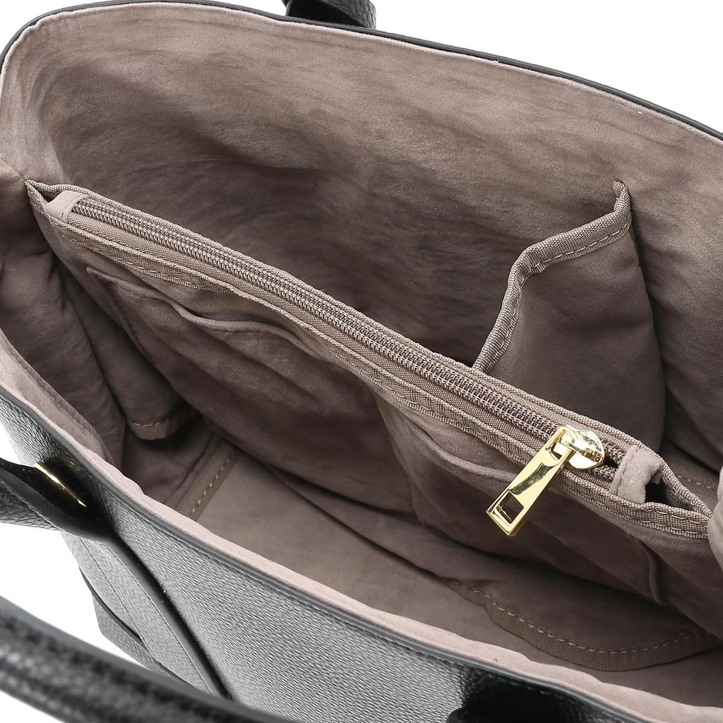 Faux leather tote bag with shoulder strap
