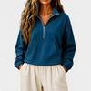 Women's Casual Half Zip Stand Collar Crop Hoodie Loose Long Sleeve with Pocket