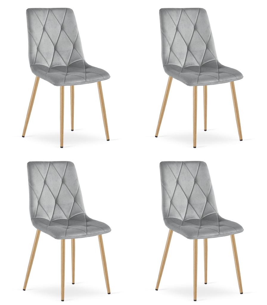 LIBRA Chair - Light Gray Velvet / Wood Color Legs X 4