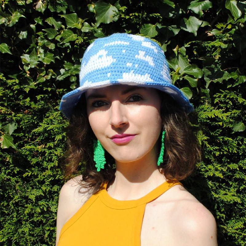 Handmade Summer Sun Hat - Ice Silk Pointed Top with Watermelon Design, Wide Brim, UV Protection for Men and Women