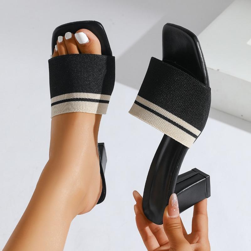 

Летние новинки 2025 года Женские шлепанцы на толстой подошве, босоножки на высоком каблуке с открытым носком, модные и популярные сандалии 36 чёрный