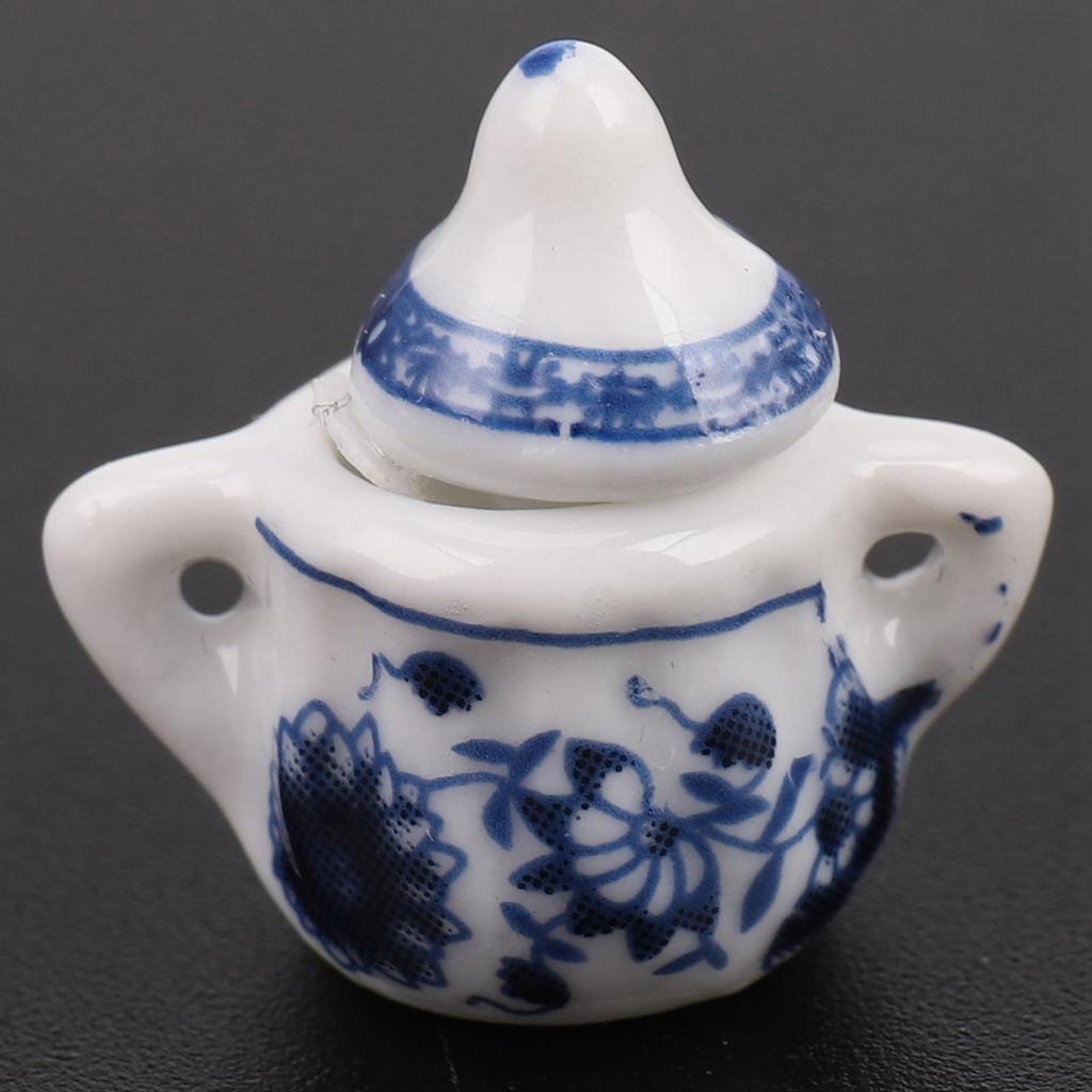Good-2X 1/12Th Dining Ware China Tea Set House Miniatures Blue Flower