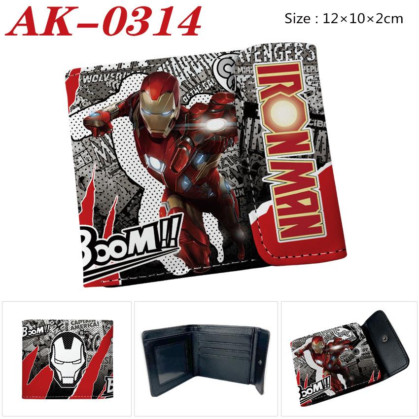 Marvel Superbohater Pełnokolorowy Zatrzask Krótki Portfel ze Skóry PU Kapitan Ameryka Iron Man Spider-Man