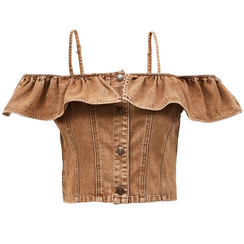 

VEROMODA Women s Wasteland Style Denim Crop Camisole Set 175/92A/XL