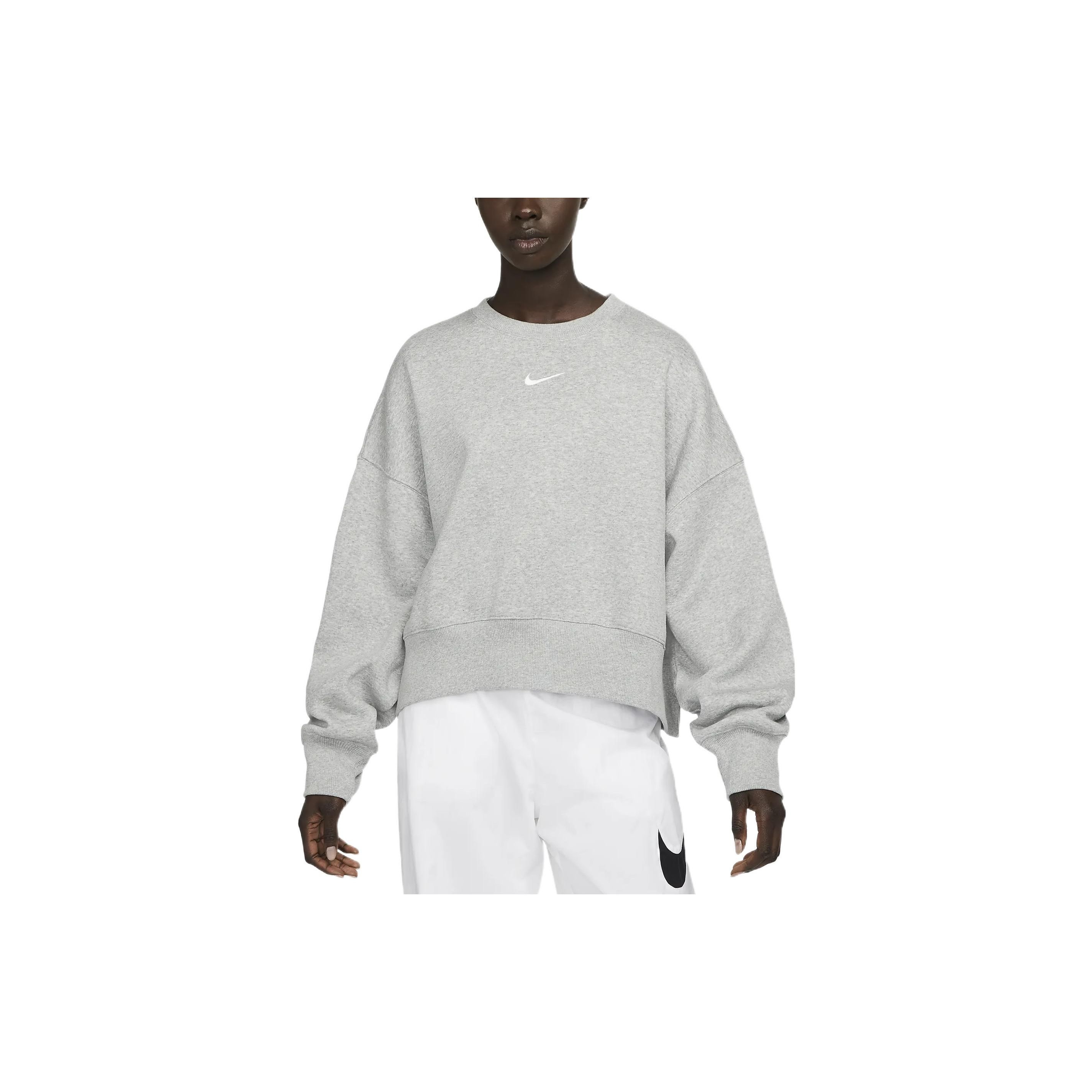 Nike Однотонный Логотип Короткий Свободный С Круглым Вырезом Свитшот Пуловер Женский свитшот Серый DQ5762-063 S