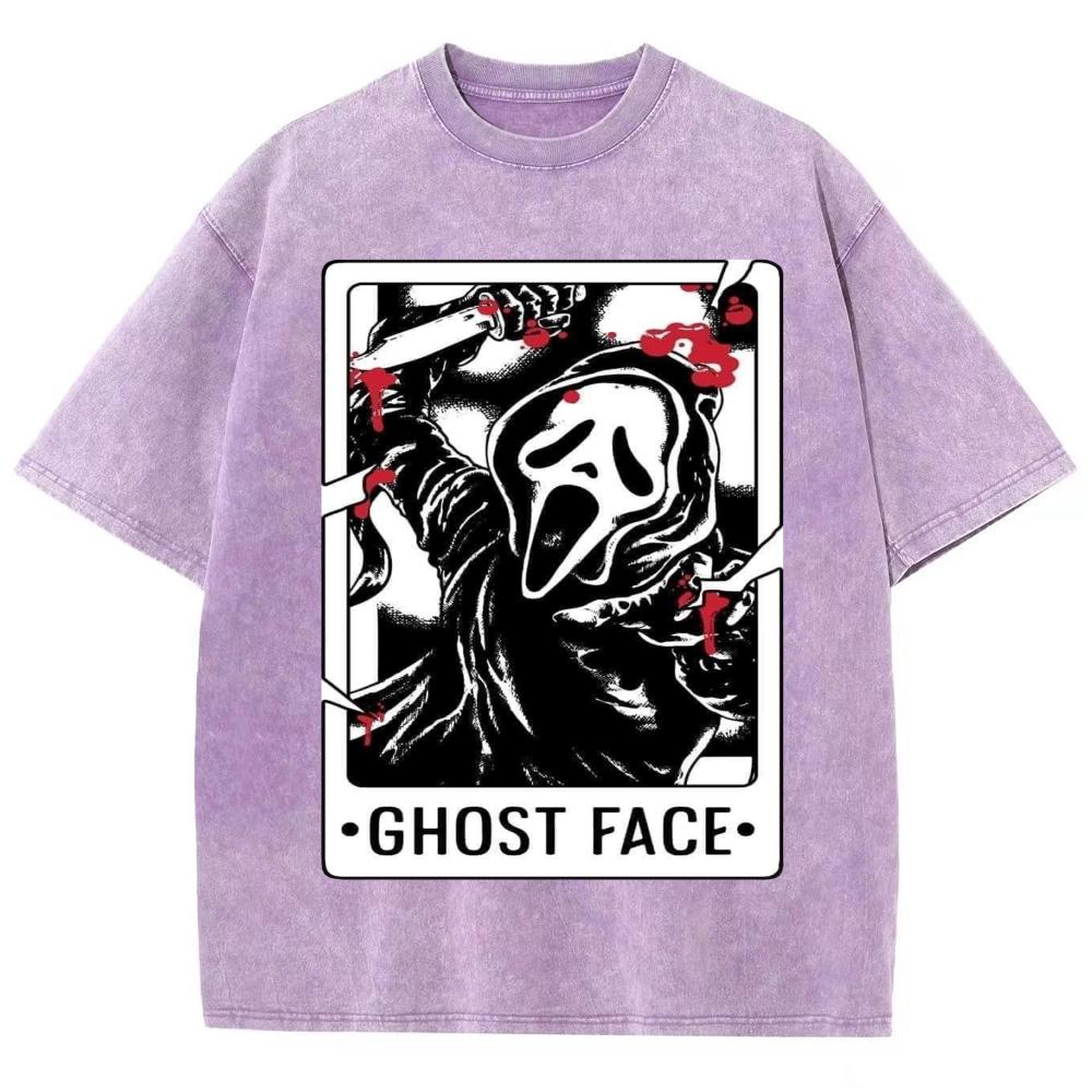 Scary Niche Grimace Print Wash Women's T-Shirt Style Oversized Cotton Short Sleeve Unisex  Vintage Top