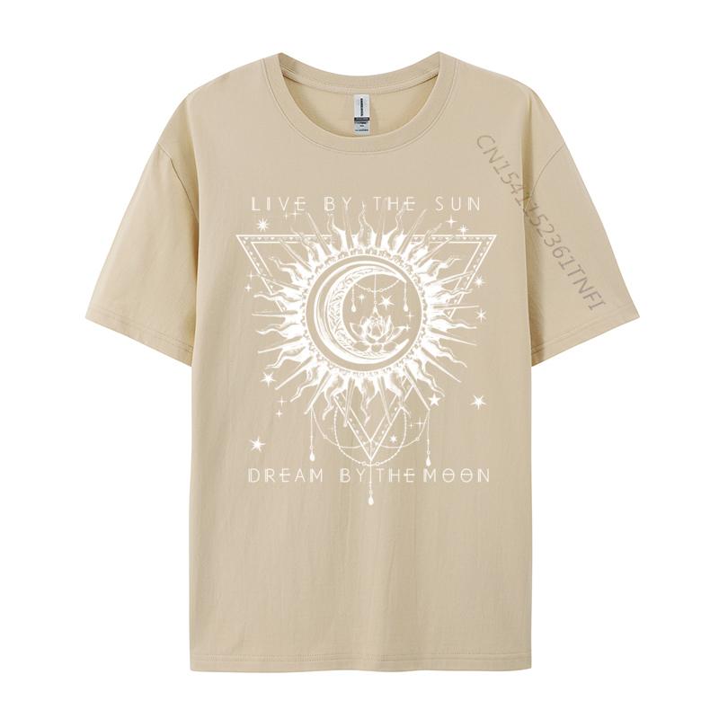 Live By The Sun Dream By The Moon Boho Printed On T Shirt New Arrival O Neck Casual Unisex Tshirts Street Tops Shirts