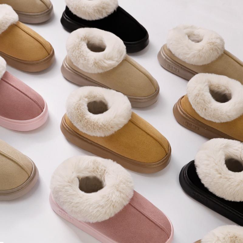 New suede cotton slippers home hair warm bag and EA non-slip snow boots