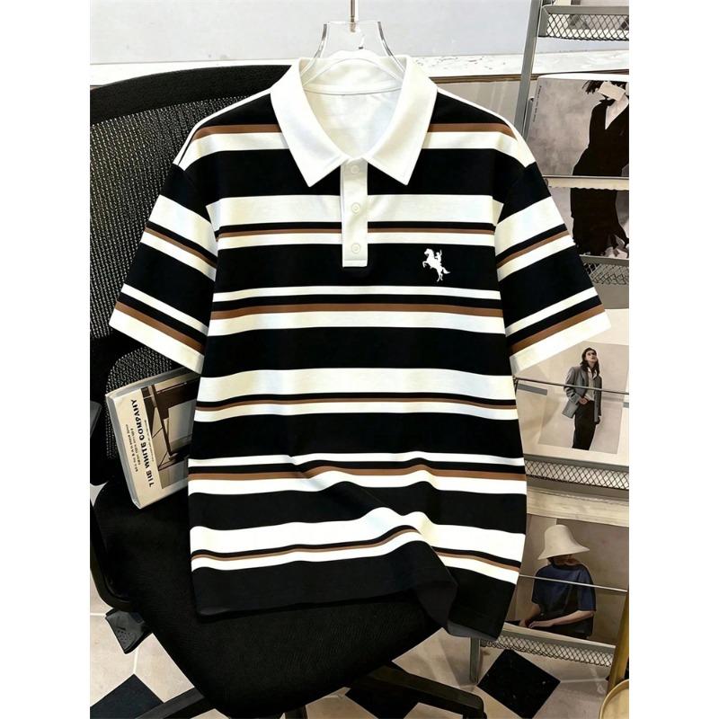 Herren Sommer Neu Gestreift Lässig Golf Business Kurzarm Poloshirt – Perfekt für den Alltag und Soziale Anlässe