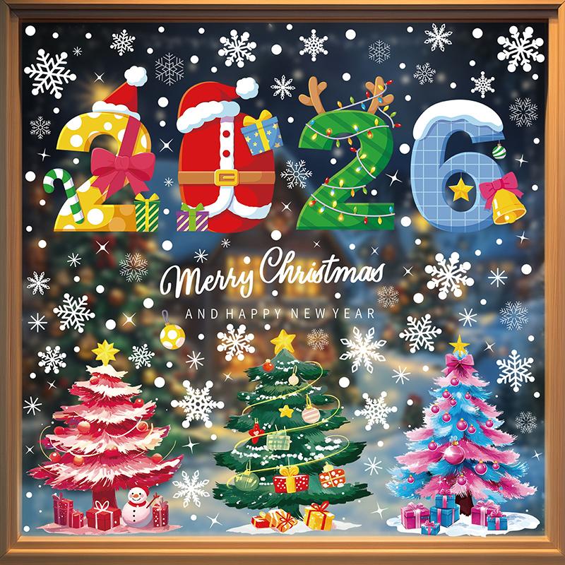 Creative Christmas Decorations, Electrostatic Stickers, Shop Window Decorations, Christmas Decorative Glass Stickers