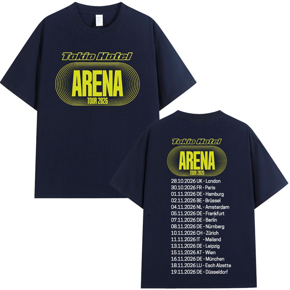 Rock Band Tokio Hotel Arena Tour 2026 Tshirts Unisex Women Fashion Vintage Short Sleeve Tshirt High Quality Cotton Casual T Shirt