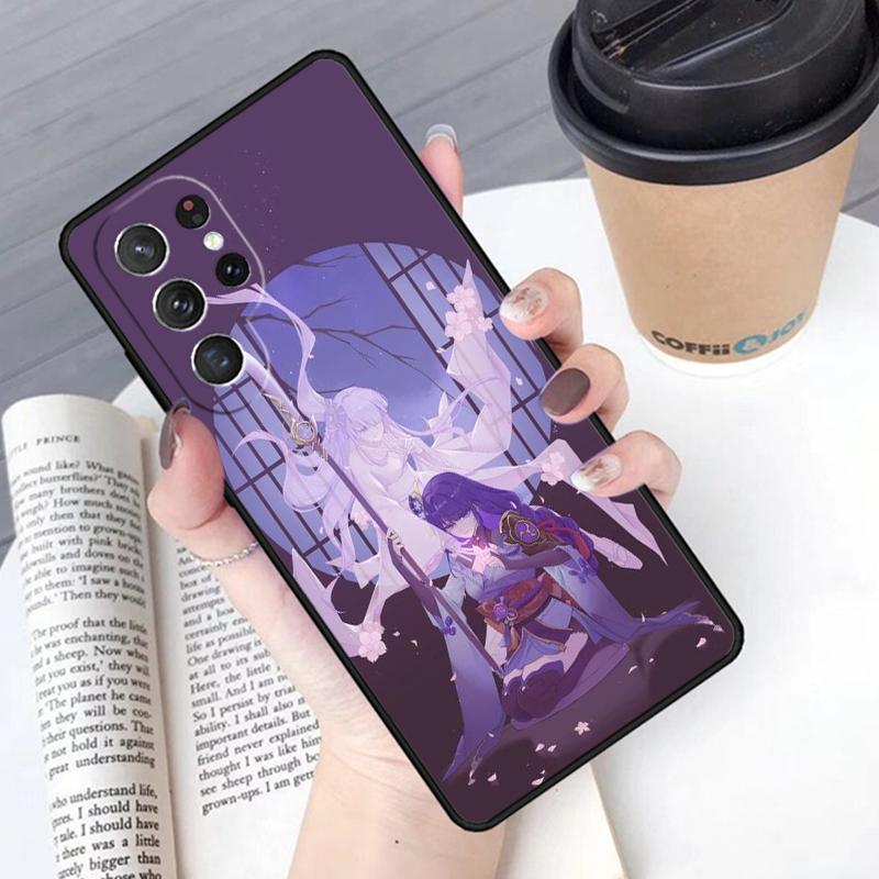 Genshin Raiden Shogun Phone Case Cover For Samsung Galaxy S24 S25 Ultra S21 S22 Ultra S10E Note 10 Plus Note 20 FE S23