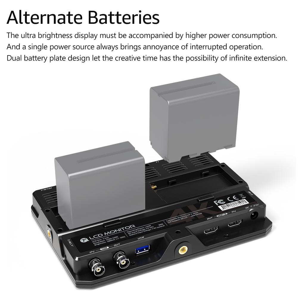 LILLIPUT H7S 7palcový 4K ultrajasný kamerový monitor s rozlišením Full HD 1800nit sluneční světlo