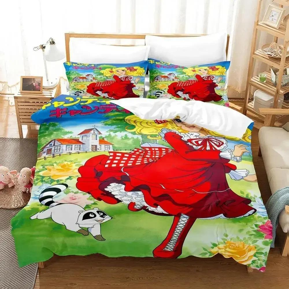 Manga Candy Bettwäsche-Set Einzelbett Twin Full Queen King Size Bettset Erwachsener Kind Schlafzimmer Bettbezug Sets 3D-Druck Anime Bettlaken-Set