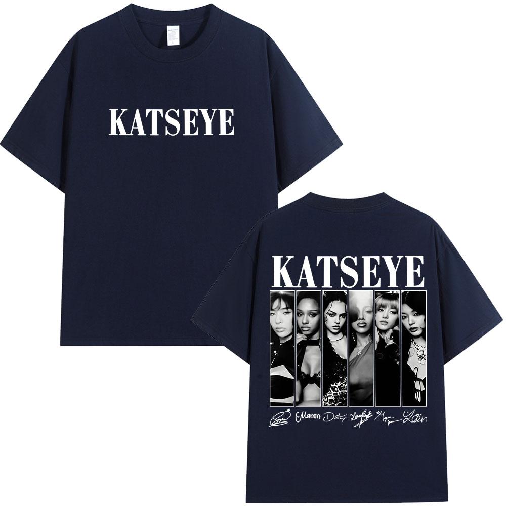 Vintage Korean Style Katseye Graphic T Shirts Kpop Fashion Unisex Women Popular Tshirt 100 Cotton Oversized T Shirts Streetwear