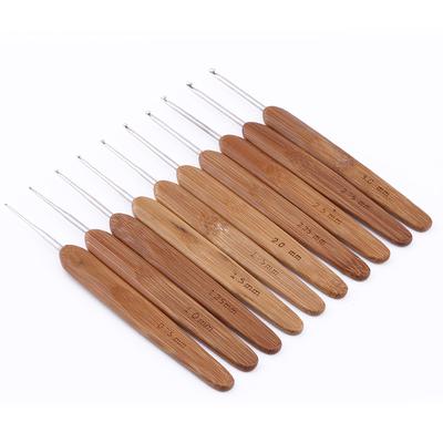 10 Stück Bambusgriff Aluminium Häkelnadel Stricknadel Webgarn Set