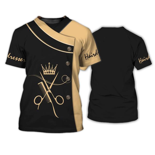 Barber Shop Hairdresser Women's T Shirt Uniform Harajuku Clothes Summer O-Neck Oversized Short Sleeve Tops Female Designer Tees