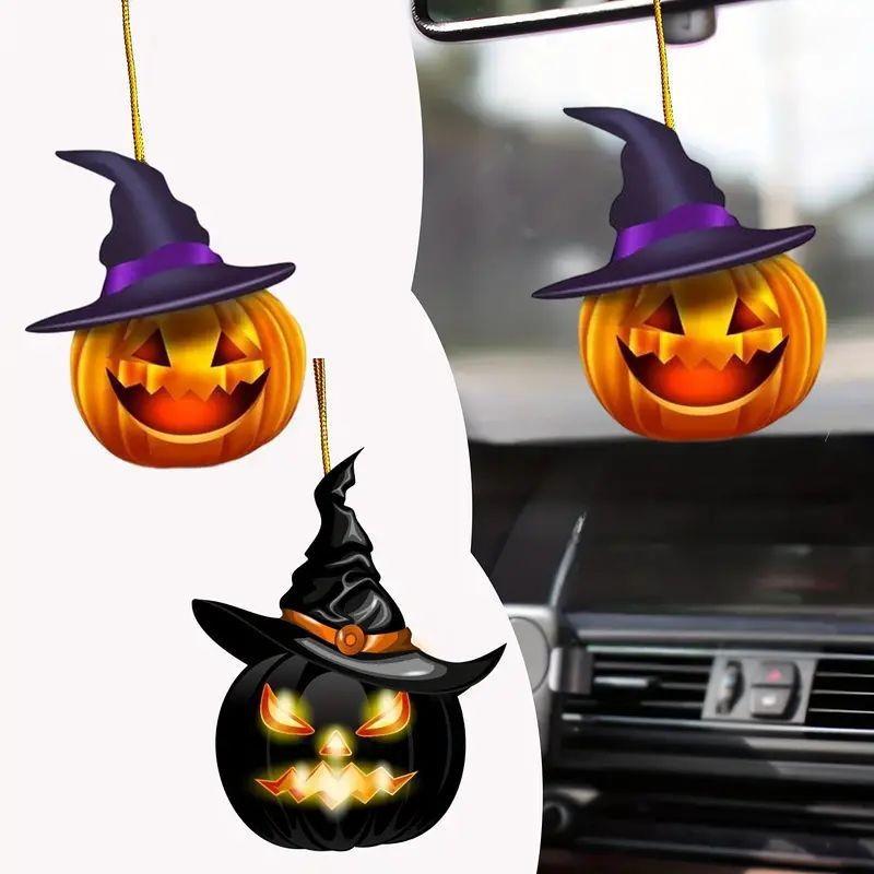 Adorable Acrylic Halloween Pumpkin Pendant For Car Interior Decoration Party Hanging Ornament