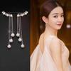 Zircon Earrings Long Pearl Chain Tassel Dangle Earrings Fashion Elegant Women Weeding Party Jewelry Gift Accessories