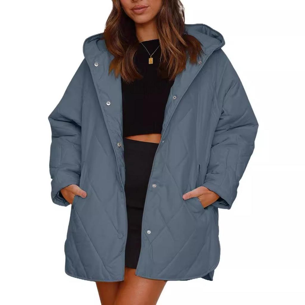 Abrigo de Invierno para Mujer Casual Acolchado con Diamantes con Capucha Chaqueta de Algodón para Calidez