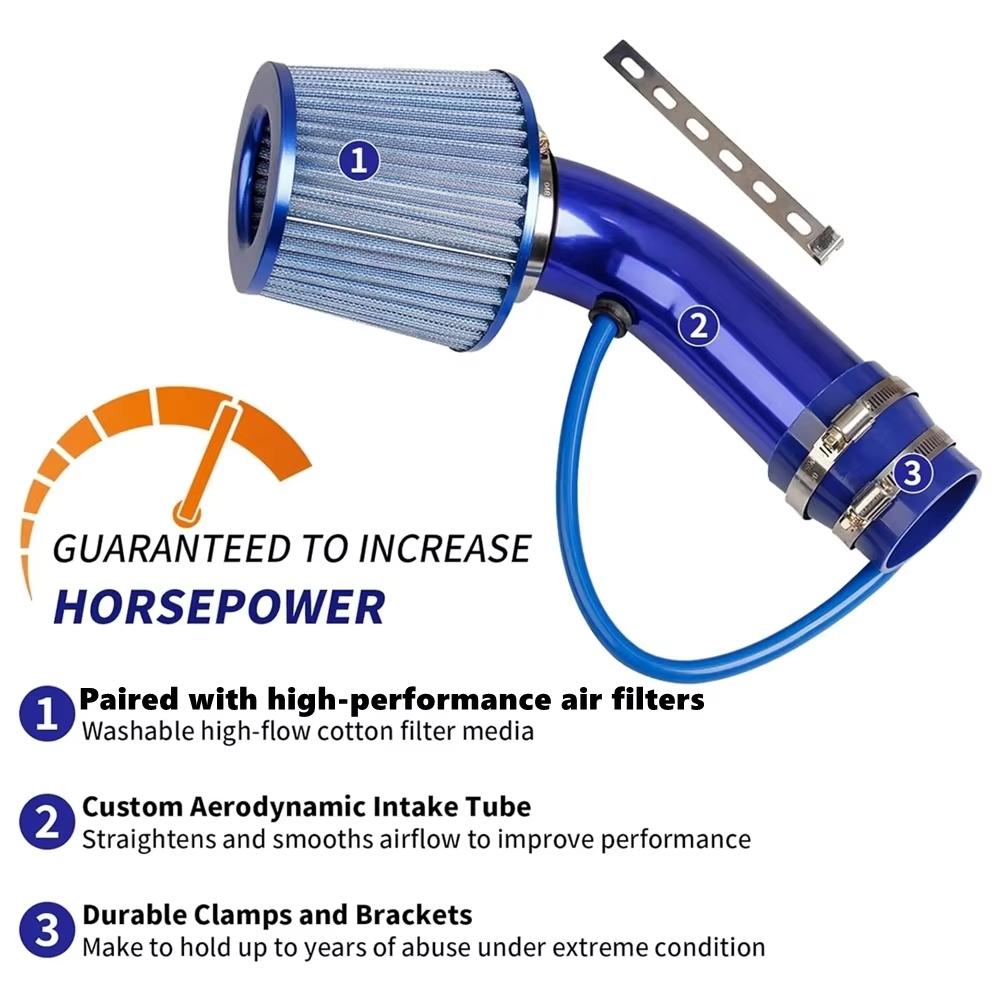 Cold Air Intake Pipe+3 Inch Universal 76mm Car Cold Air Intake Turbo Filter Aluminum Air Filter Induction Flow Hose Pipe Kit