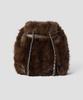 Ttudement Faux Fur Chain Strap Backpack Brown