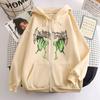 Women's Hooded Zip Up Loose Fit Long Sleeve Printed Butterfly Casual Cardigan Sweatshirt Jacket