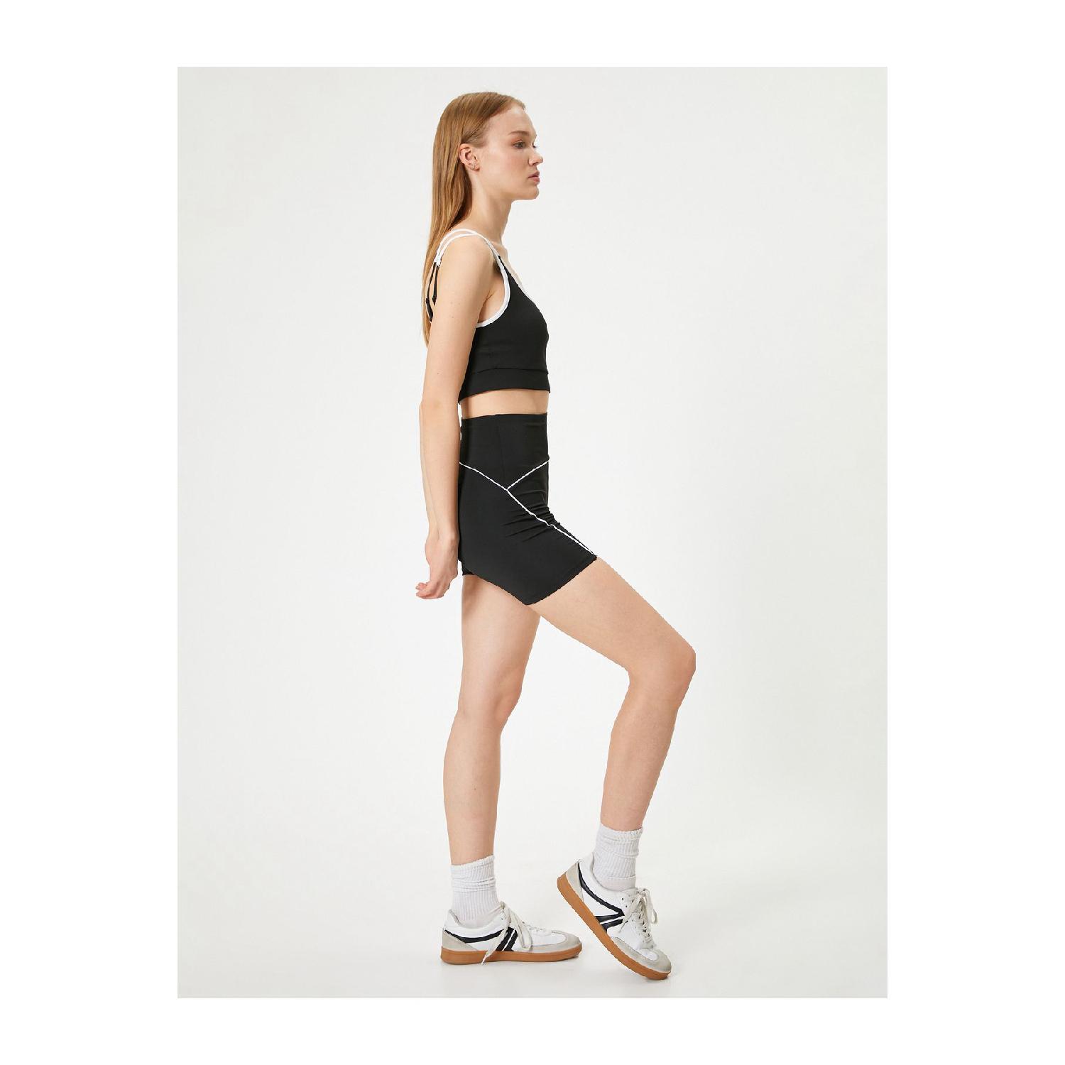 

Extra Short Sports Tights High Waist Stripe Detailed M чорний