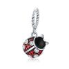 WOSTU 925 Sterling Silver Ladybug Series Charm Zircon Enamel Bead Silver 925 Pendant Fit Original Bracelet Insect Jewelry