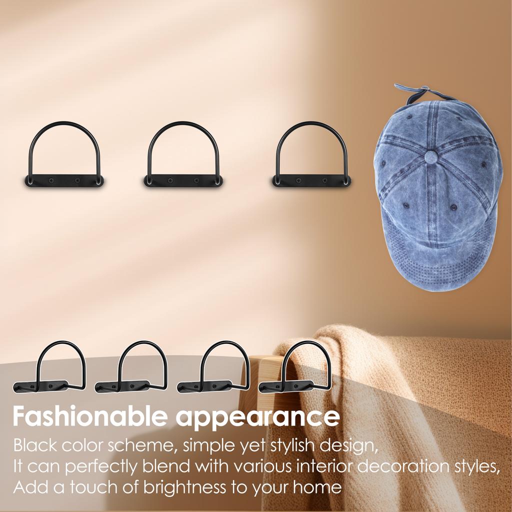4 Pcs Hat Storage Rack Cowboy Hat Racks Wall-mounted Iron Cowboy Hats Holder Semicircular Hat Hook for Bedroom and Living Room