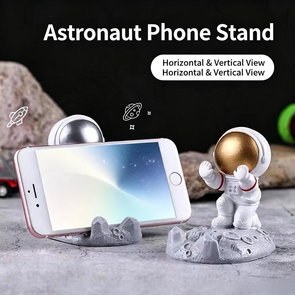 Spaceman Desktop Craft Ornament Creative Astronaut Phone Stand Universal Mobile Holder Table Decor Gift