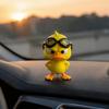 Fun Car Dashboard Decor 3D Printed Angry Yellow Duck Figurine with Detachable Swimming Goggles, Funny Office Desk Ornaments Statue, Desktop