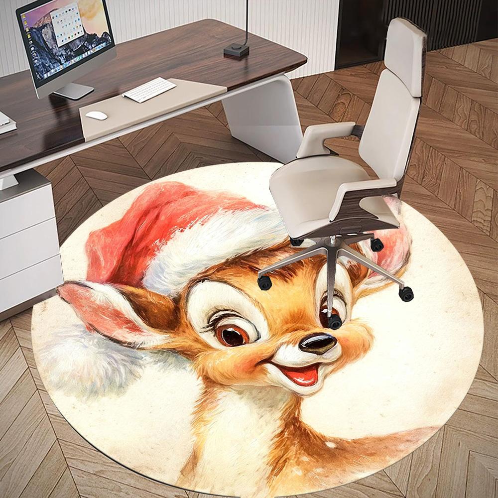 1PC deer santa hat Office Round Area Rug, Under Office Chairs Bedroom Living Room Home Decor,Carpet for Office, -1110246